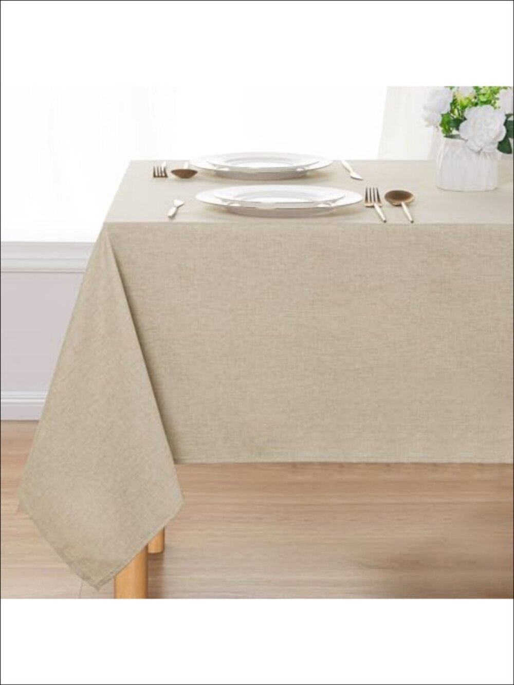 Faux Linen Rectangle Tablecloth 60x120 Spill Resistant Dining